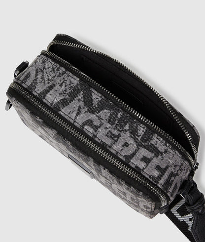 KarlLagerfeld Denim Graphic Print Camera Bag All Over Print Textured Logo Denim