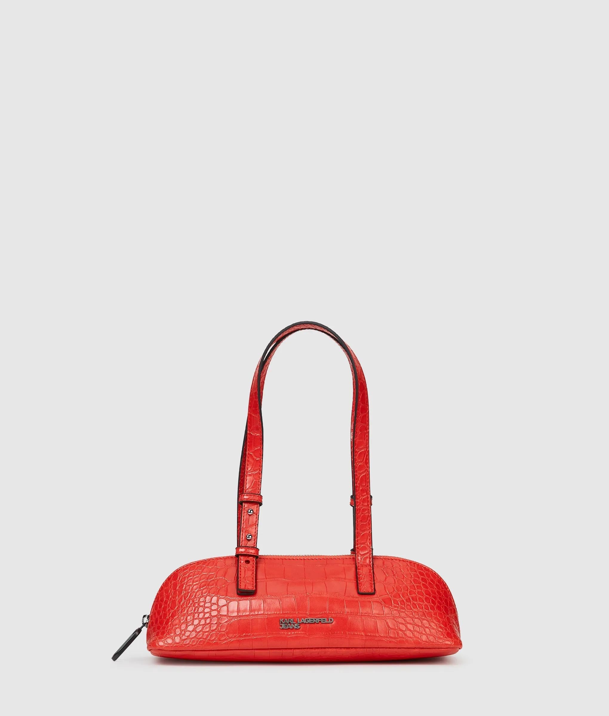 KarlLagerfeld Croco Elongated Shoulder Bag High Risk Red