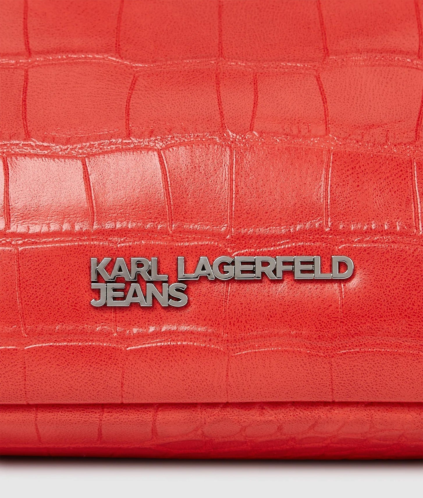 KarlLagerfeld Croco Elongated Shoulder Bag High Risk Red