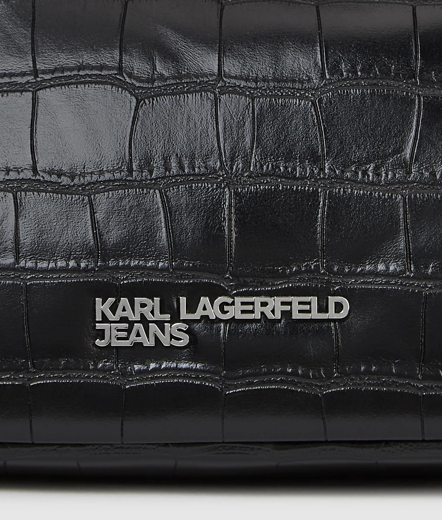 KarlLagerfeld Croco Elongated Shoulder Bag Black