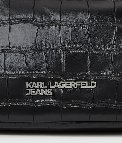 KarlLagerfeld Croco Elongated Shoulder Bag Black