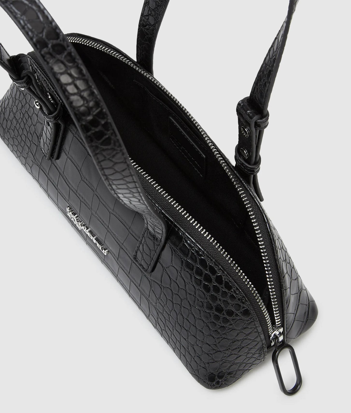 KarlLagerfeld Croco Elongated Shoulder Bag Black