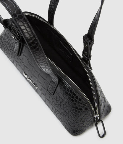KarlLagerfeld Croco Elongated Shoulder Bag Black