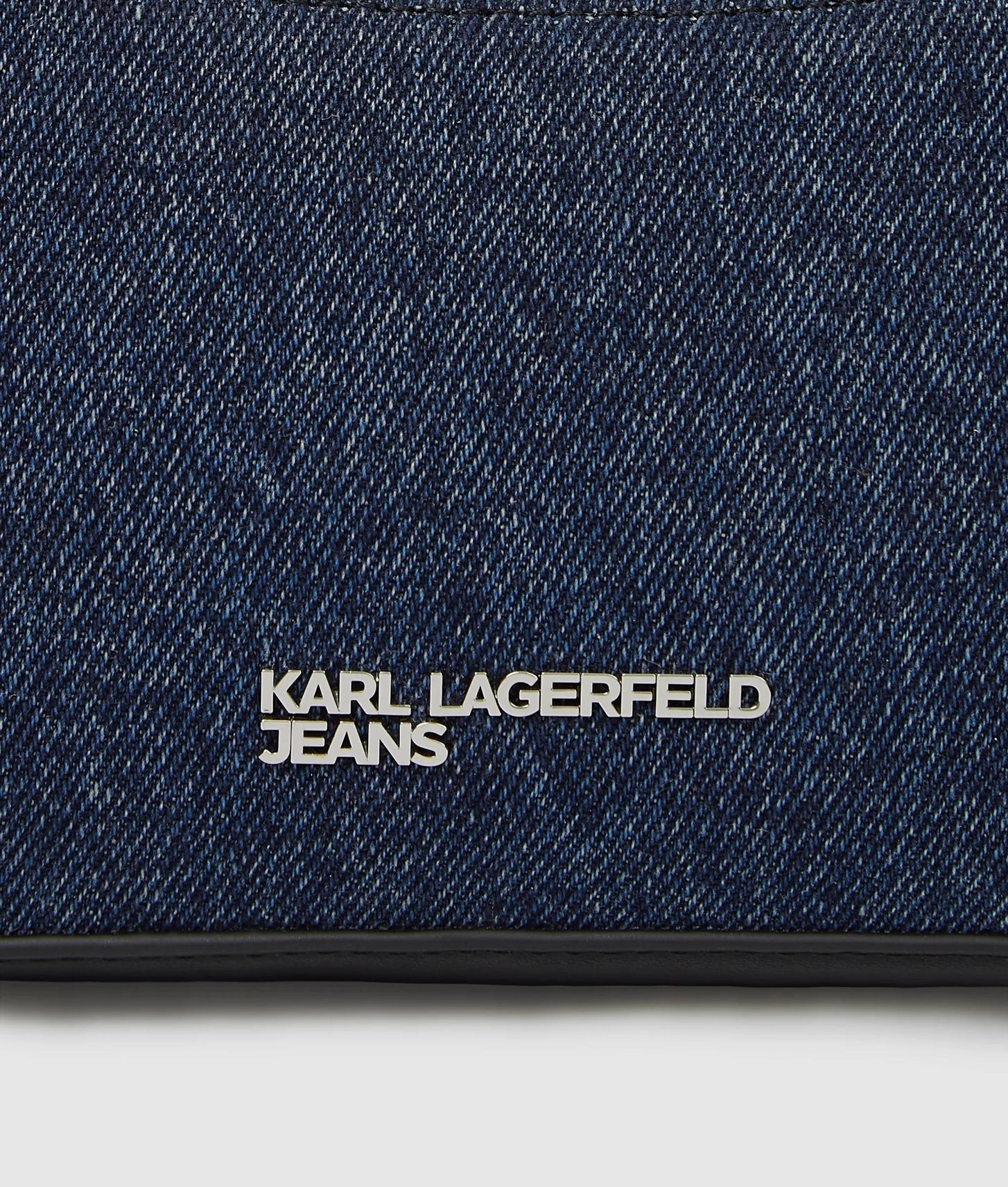 KarlLagerfeld Rebel Denim And Faux-Leather Shoulder Bag Washed Dark Blue-Black