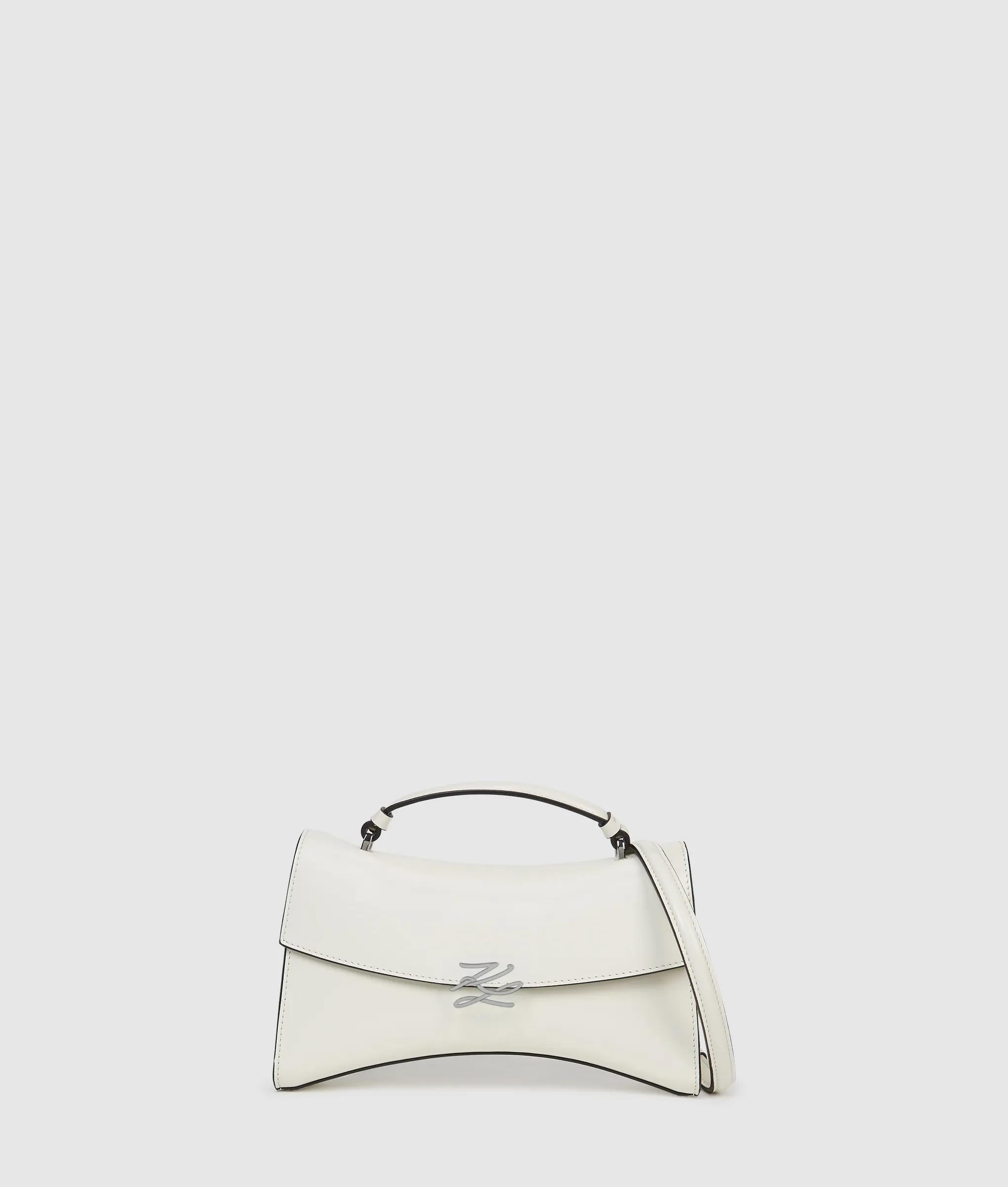 KarlLagerfeld Kautograph Twist Top Handle Bag Off White