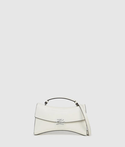 KarlLagerfeld Kautograph Twist Top Handle Bag Off White