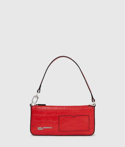 KarlLagerfeld Transformable Croco Pouch High Risk Red