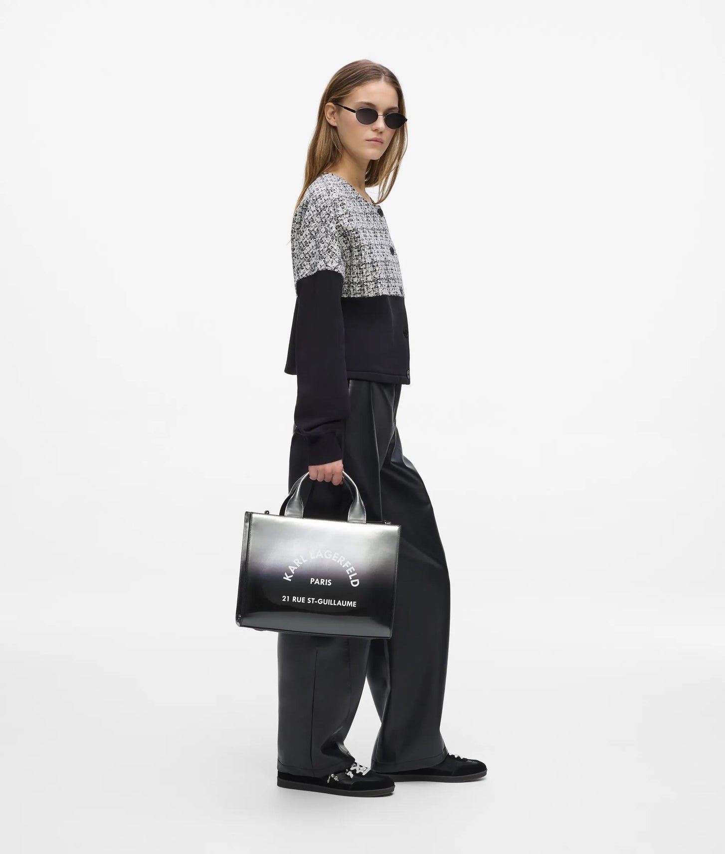 KarlLagerfeld Rue St-Guillaume Degrade Medium Tote Bag Degrade Black Grey