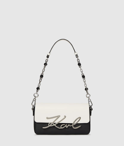 KarlLagerfeld Ksignature Faux-Pearl Shoulder Bag Black/White
