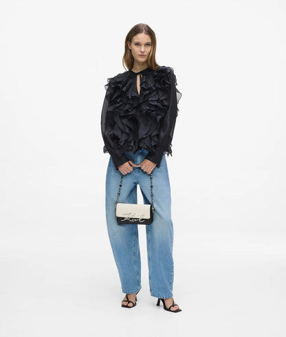 KarlLagerfeld Ksignature Faux-Pearl Shoulder Bag Black/White