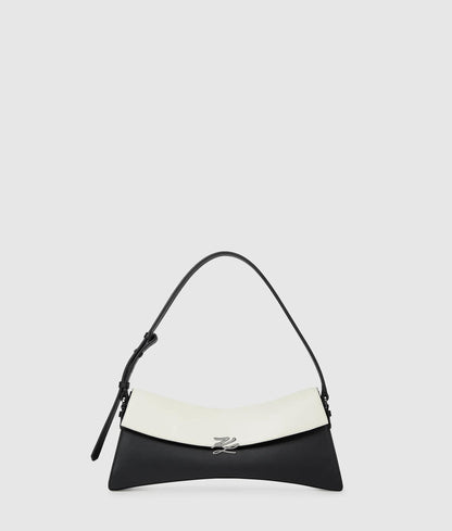 KarlLagerfeld Kautograph Twist Elongated Shoulder Bag Black/White