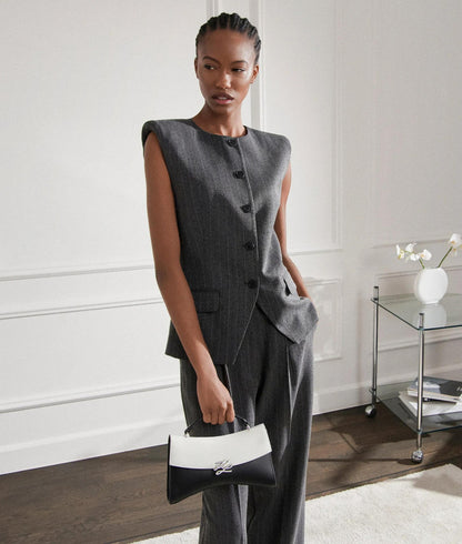 KarlLagerfeld Kautograph Twist Elongated Shoulder Bag Black/White
