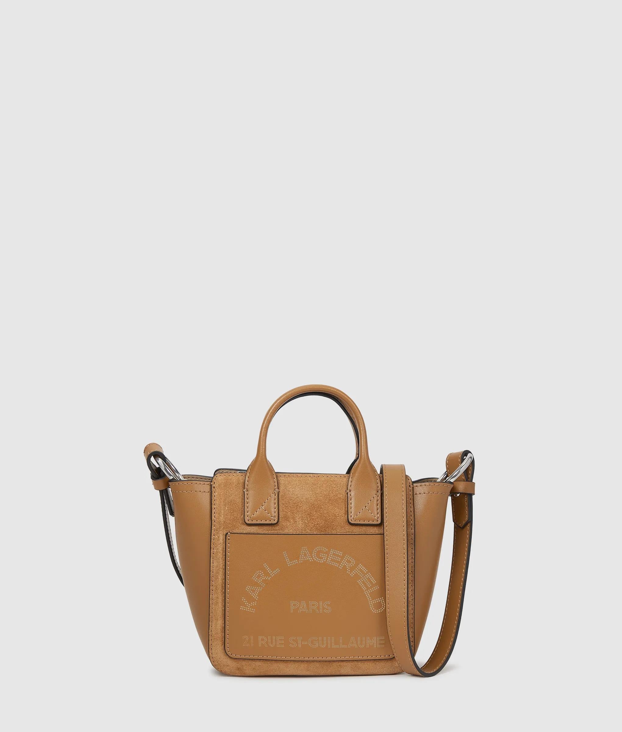 KarlLagerfeld Kdaily Mini Suede Tote Bag Caramel