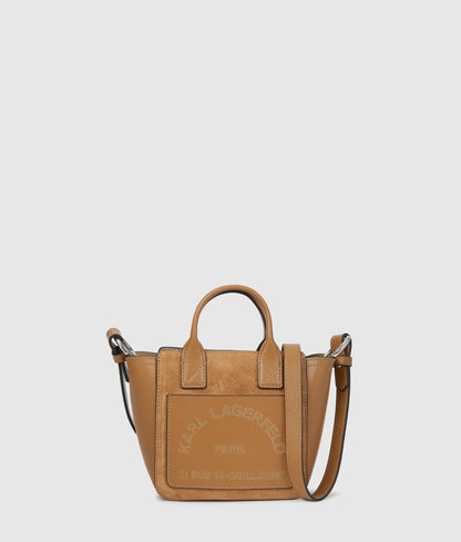 KarlLagerfeld Kdaily Mini Suede Tote Bag Caramel