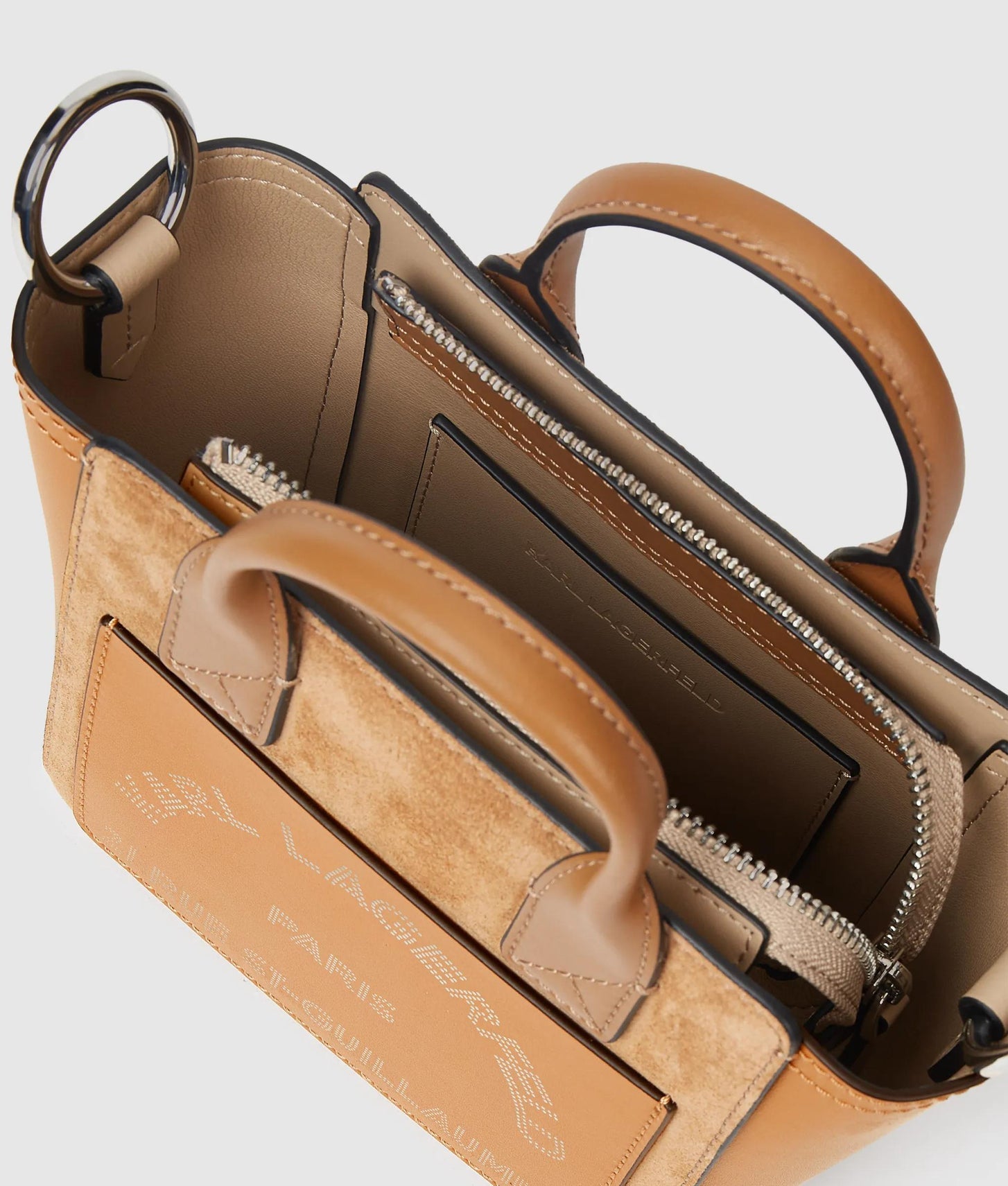 KarlLagerfeld Kdaily Mini Suede Tote Bag Caramel