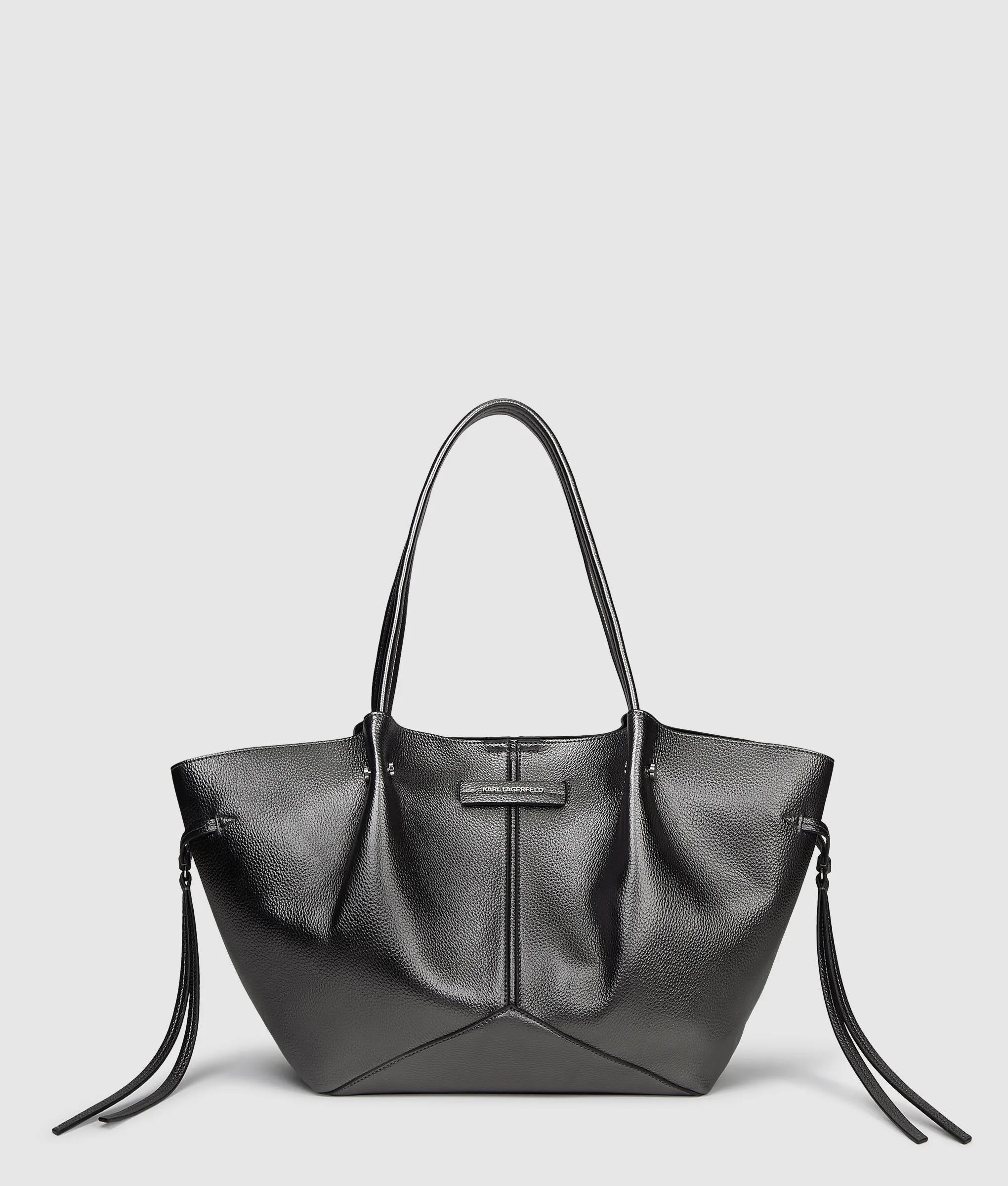 KarlLagerfeld Kpierced Metallic Tote Bag Gunmetal