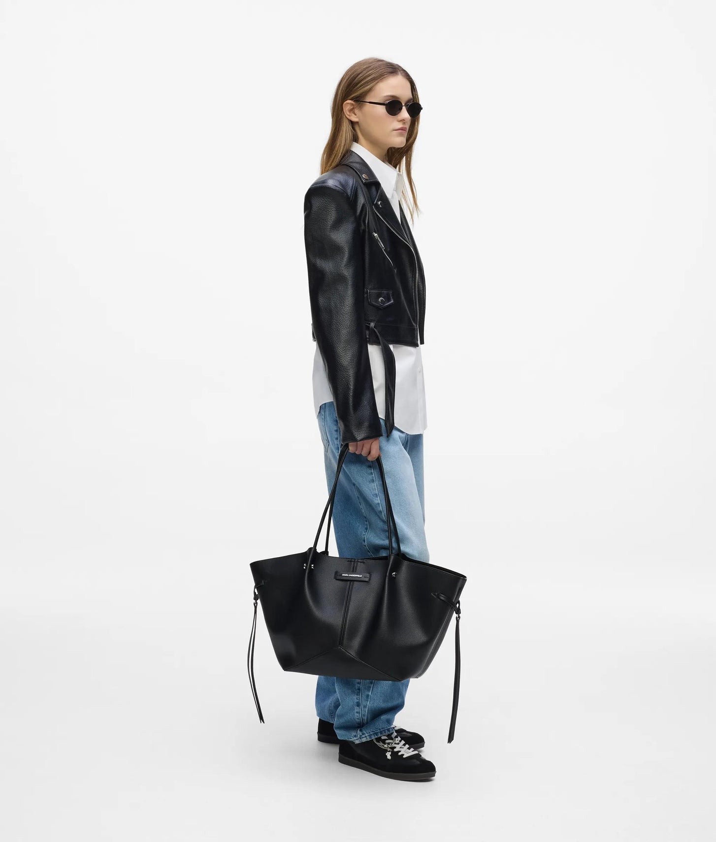 KarlLagerfeld Kpierced Medium Tote Bag Black-Nickel