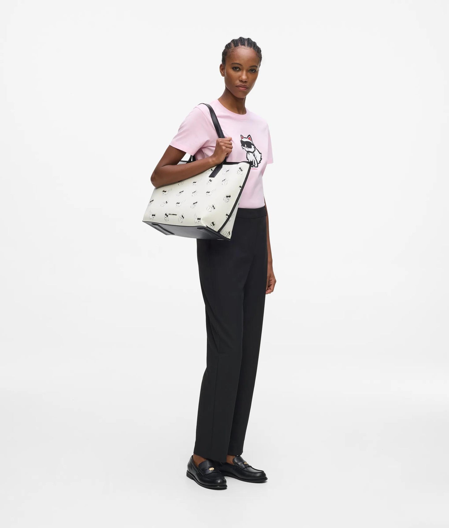 KarlLagerfeld Ikon Choupette Binding Tote Bag Off White