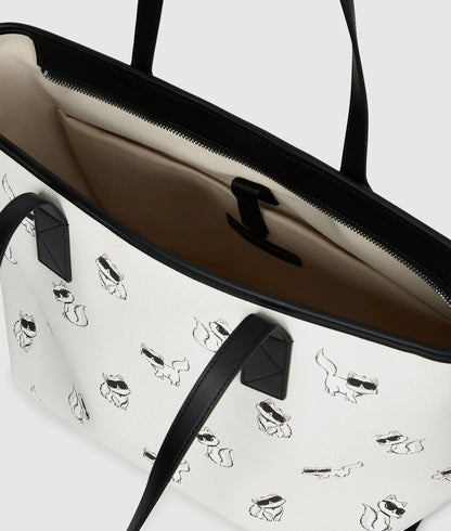 KarlLagerfeld Ikon Choupette Binding Tote Bag Off White