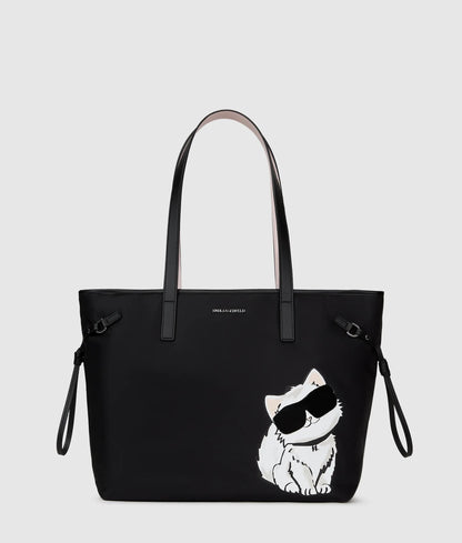 KarlLagerfeld Ikon Choupette Drawstring Tote Bag Black