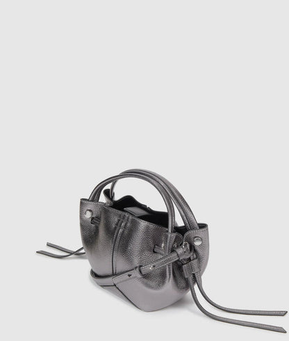 KarlLagerfeld Kpierced Mini Metallic Bucket Bag Gunmetal