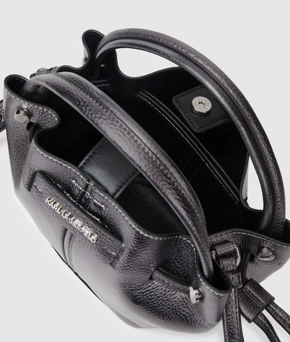 KarlLagerfeld Kpierced Mini Metallic Bucket Bag Gunmetal