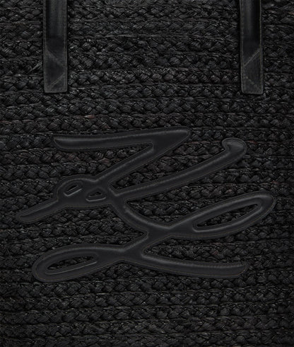 KarlLagerfeld Autograph Raffia Beach Bag Black