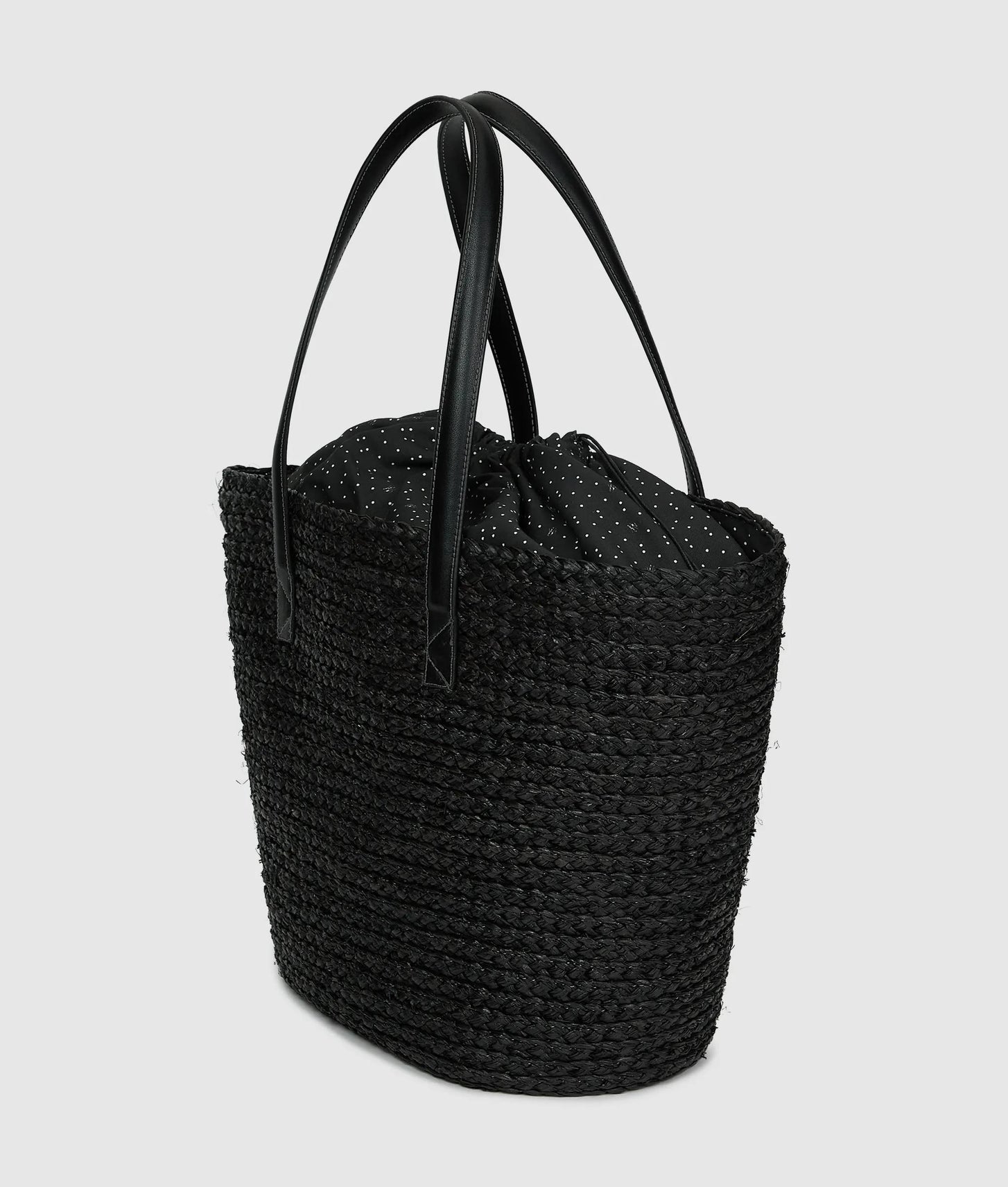 KarlLagerfeld Autograph Raffia Beach Bag Black