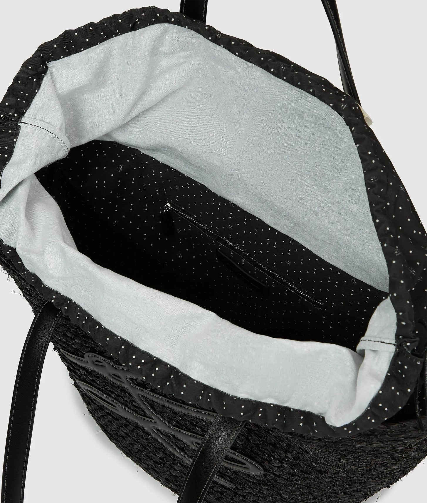 KarlLagerfeld Autograph Raffia Beach Bag Black