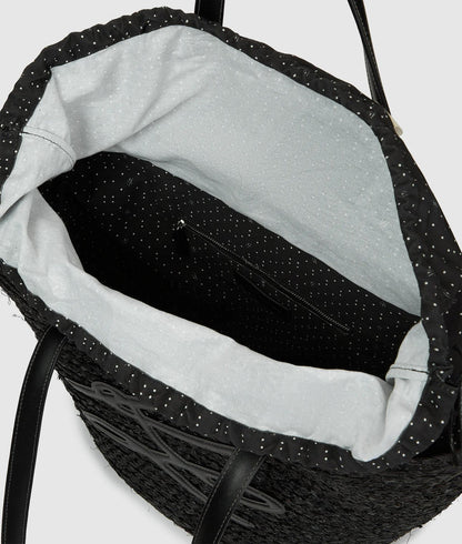 KarlLagerfeld Autograph Raffia Beach Bag Black
