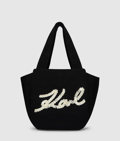 KarlLagerfeld Ksignature Ruffled Logo Shopper Black