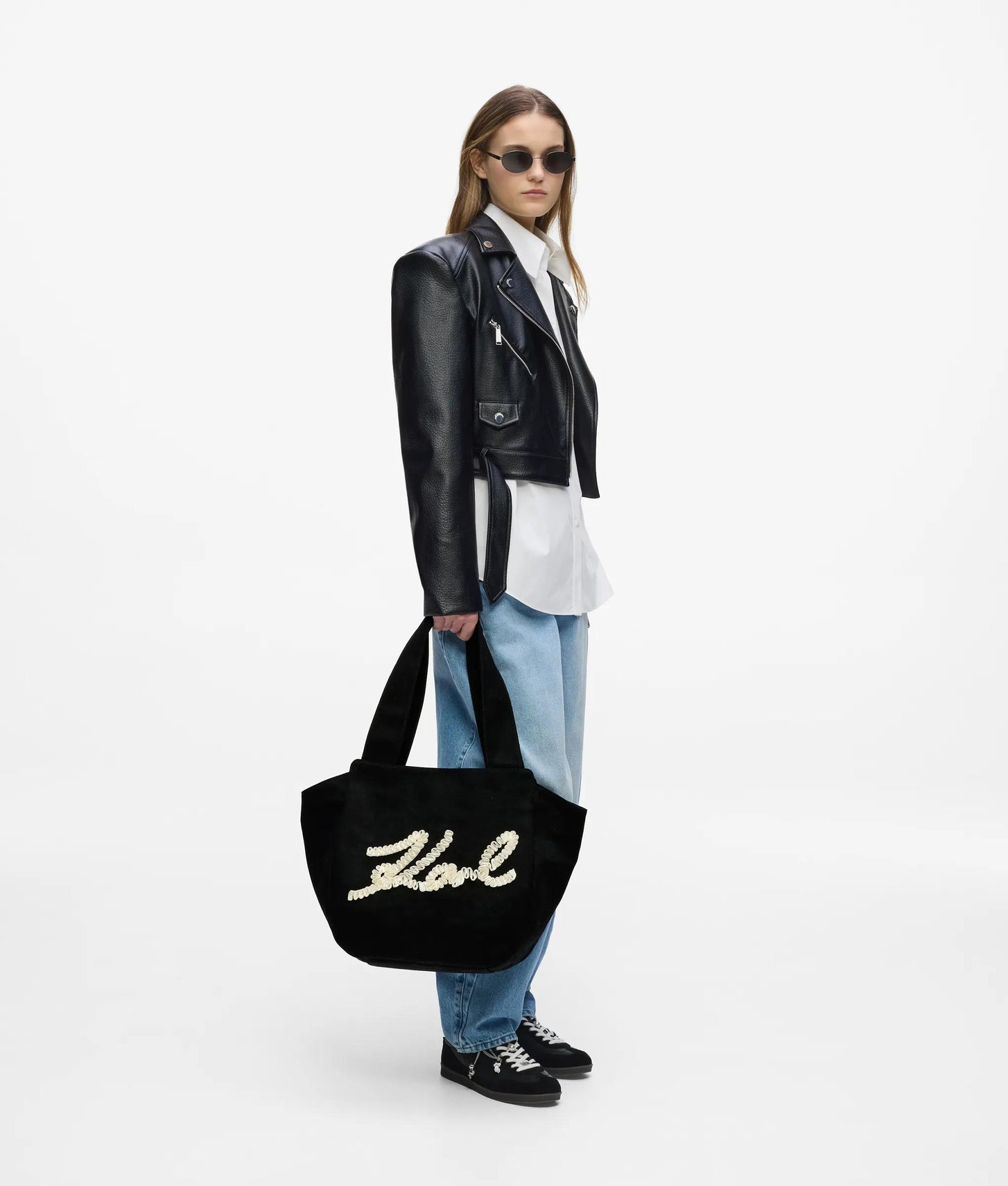 KarlLagerfeld Ksignature Ruffled Logo Shopper Black