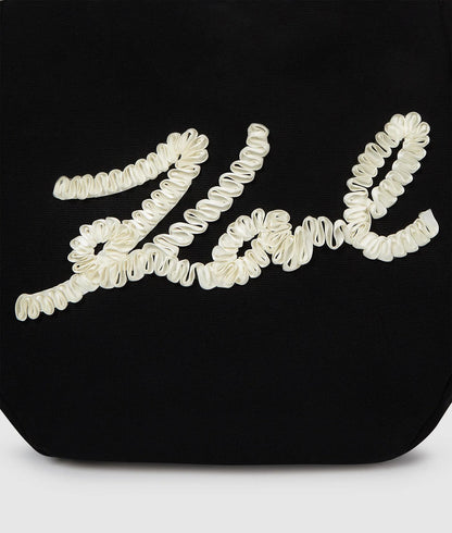 KarlLagerfeld Ksignature Ruffled Logo Shopper Black
