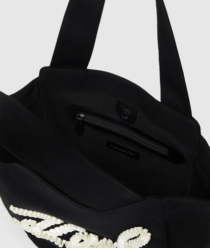 KarlLagerfeld Ksignature Ruffled Logo Shopper Black