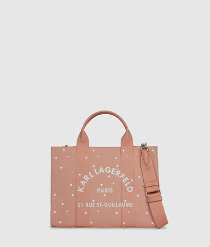 KarlLagerfeld Exclusive Rue St-Guillaume Faux-Pearls Medium Tote Bag Misty Rose