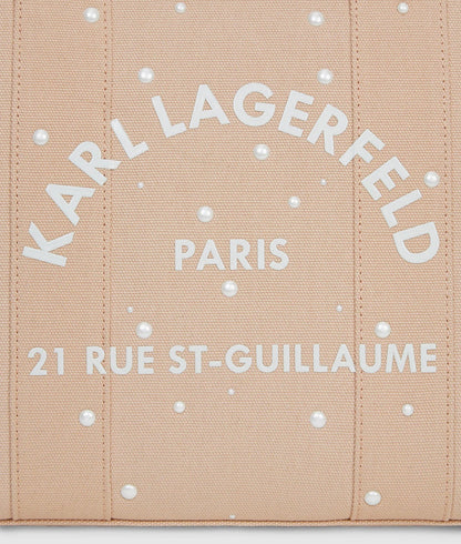 KarlLagerfeld Exclusive Rue St-Guillaume Faux-Pearls Medium Tote Bag Misty Rose