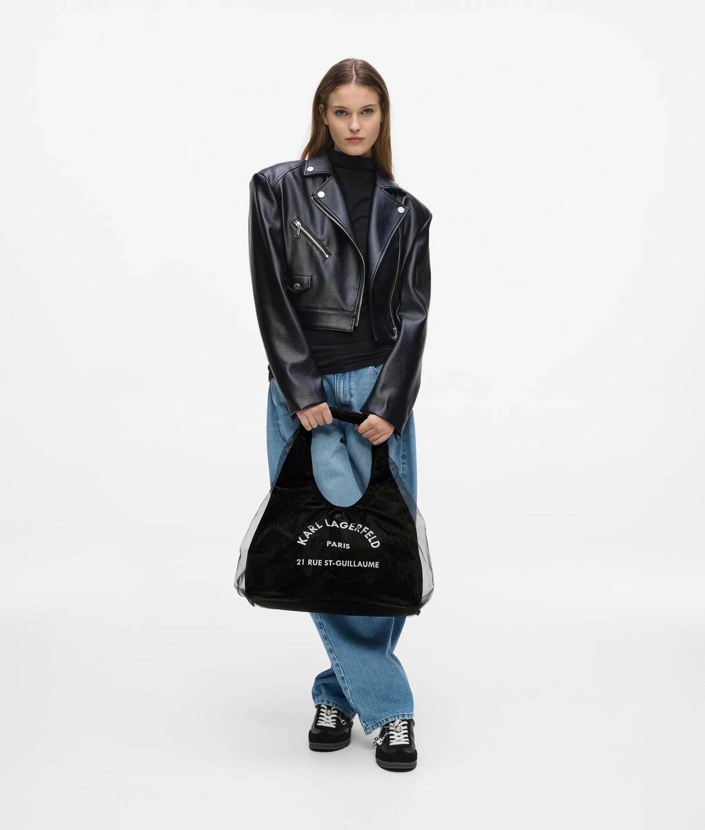 KarlLagerfeld Rue St-Guillaume Mesh Hobo Bag Black