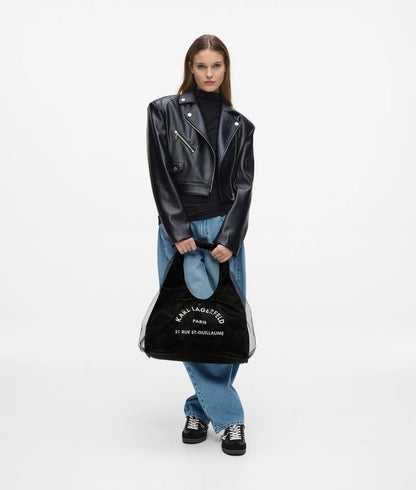 KarlLagerfeld Rue St-Guillaume Mesh Hobo Bag Black