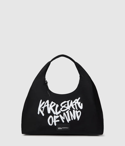 KarlLagerfeld Slouchy Karl Quote Tote Bag Black