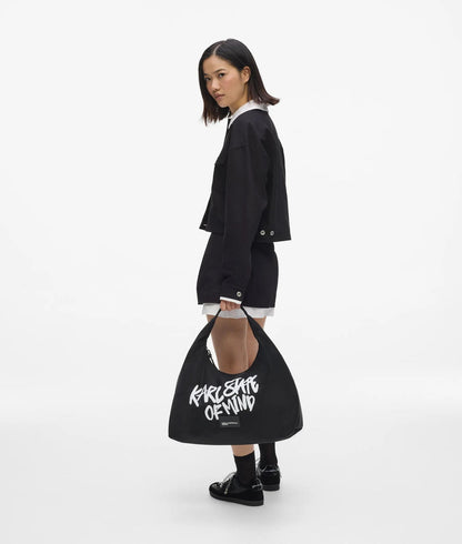 KarlLagerfeld Slouchy Karl Quote Tote Bag Black