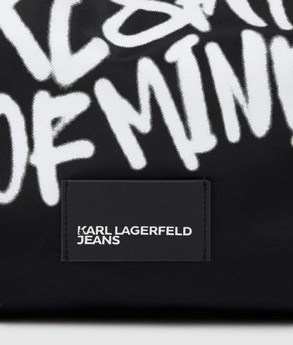 KarlLagerfeld Slouchy Karl Quote Tote Bag Black