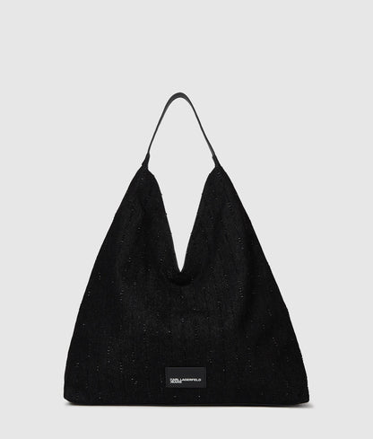 KarlLagerfeld Pinstripe Denim Trapeze Shopper Striped Black Denim