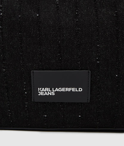 KarlLagerfeld Pinstripe Denim Trapeze Shopper Striped Black Denim