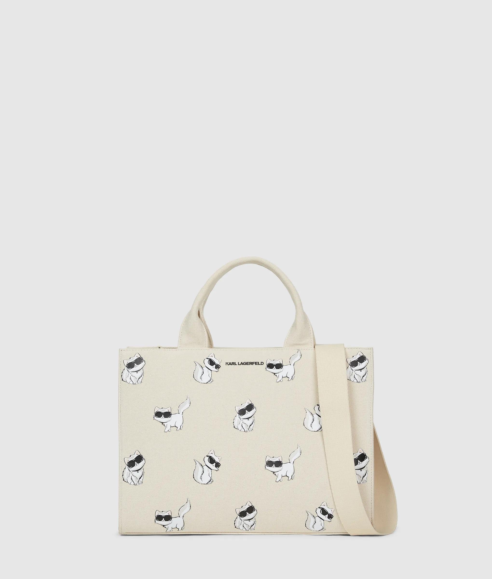 KarlLagerfeld Ikon Choupette Medium Square Tote Bag Natural