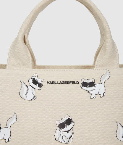 KarlLagerfeld Ikon Choupette Medium Square Tote Bag Natural