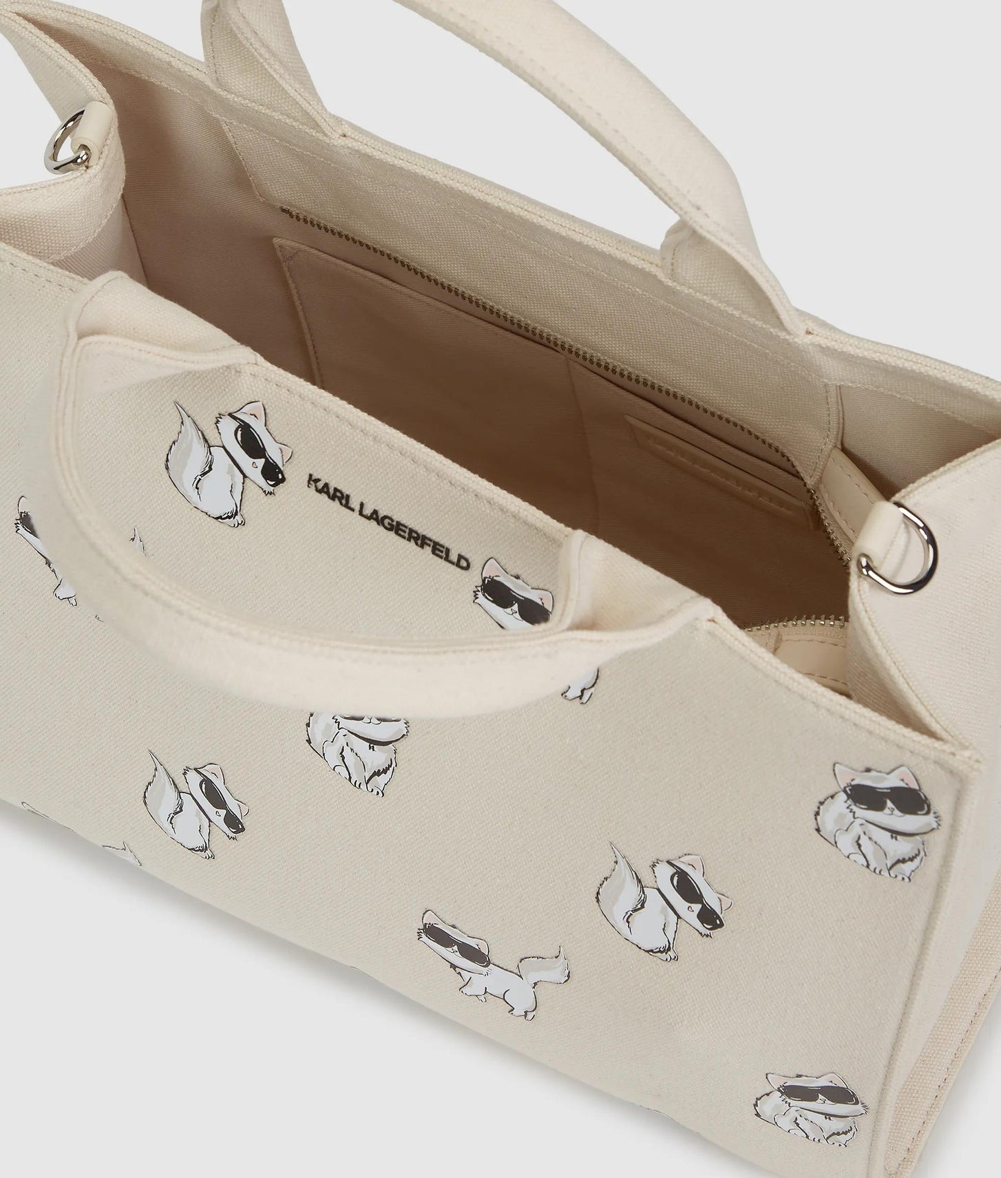KarlLagerfeld Ikon Choupette Medium Square Tote Bag Natural