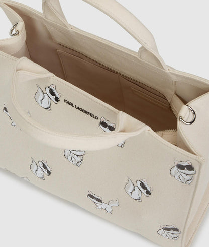 KarlLagerfeld Ikon Choupette Medium Square Tote Bag Natural
