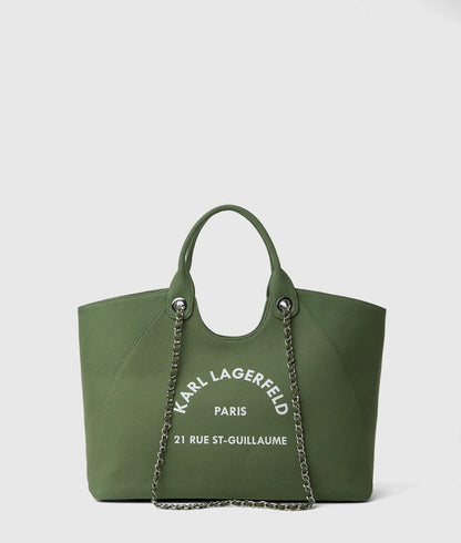 KarlLagerfeld Exclusive Rue St-Guillaume Chain Shopper Hedge Green