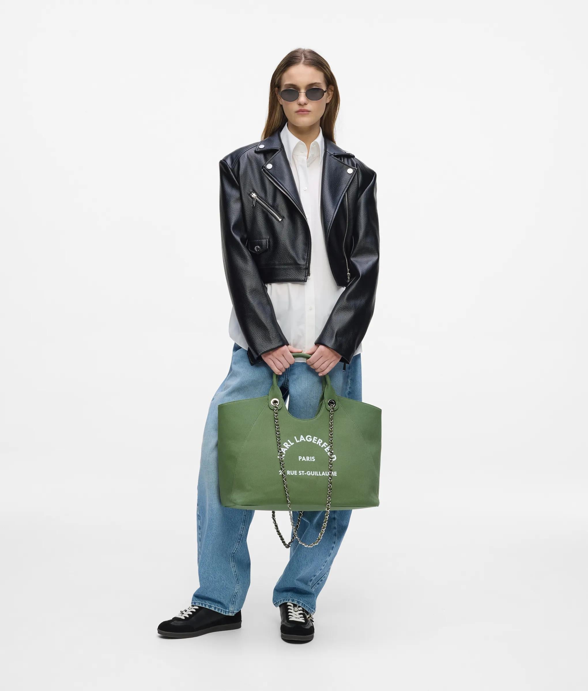 KarlLagerfeld Exclusive Rue St-Guillaume Chain Shopper Hedge Green