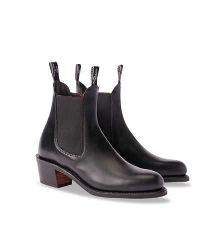 Rosebery boot black pull-up leather